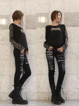 「パンクコーデ」｜「アイテム（チノパンツ）」を使った、Hazukiさん（レディース・159cm）の秋コーディネート