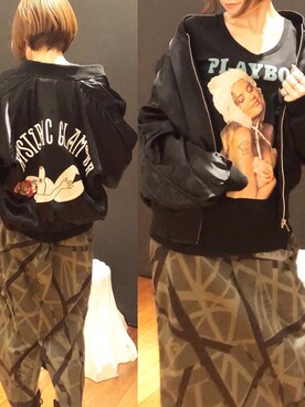 「ラフコーデ」｜「アイテム（スカジャン）」を使った、Hazukiさん（レディース・159cm）の冬コーディネート