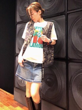 「パンクコーデ」｜「アイテム（ミリタリージャケット）」を使った、Hazukiさん（レディース・159cm）の冬コーディネート