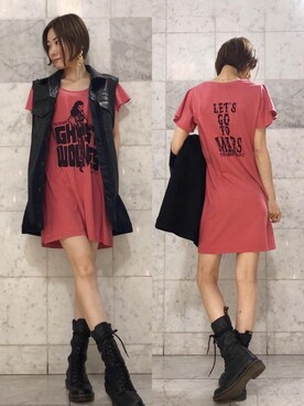 「レザーコーデ」｜「アイテム（ワンピース/ドレス）」を使った、Hazukiさん（レディース・159cm）の春コーディネート