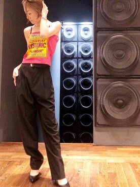 「ロックコーデ」｜「アイテム（スラックス）」を使った、Hazukiさん（レディース・159cm）の夏コーディネート