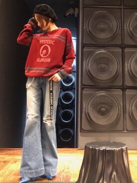 「70'sコーデ」｜「アイテム（ハンチング/ベレー帽）」を使った、Hazukiさん（レディース・159cm）の秋コーディネート