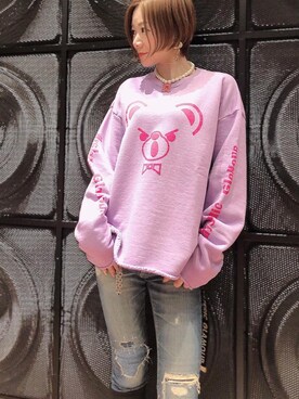 「アイテム（チョーカー、ピンク系）」を使った、Hazukiさん（レディース・159cm）の秋コーディネート