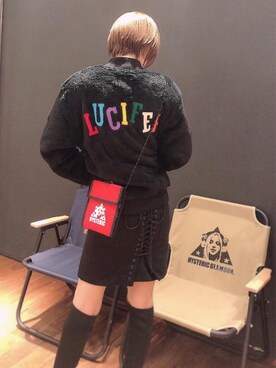 「サコッシュ」｜「アイテム（その他アウター）」を使った、Hazukiさん（レディース・159cm）の冬コーディネート
