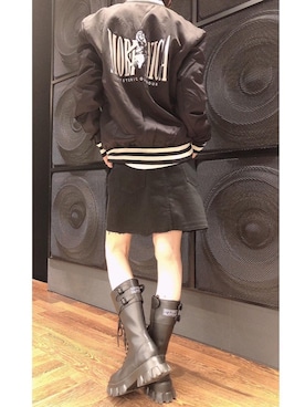 「コラボレーション」｜「アイテム（ブルゾン）」を使った、Hazukiさん（レディース・159cm）の冬コーディネート