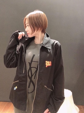 「新作」｜「アイテム（ミリタリージャケット）」を使った、Hazukiさん（レディース・159cm）の春コーディネート