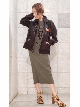 「新作」｜「アイテム（ミリタリージャケット）」を使った、Hazukiさん（レディース・159cm）の春コーディネート