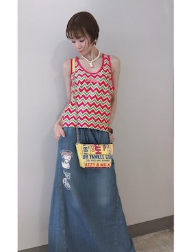「アイテム（チョーカー、ピンク系）」を使った、Hazukiさん（レディース・159cm）の春コーディネート