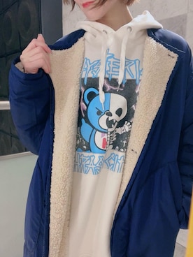 「HYSTERIC GLAMOUR（ヒステリックグラマー）のアイテム（ノーカラーコート）」を使った、Hazukiさん（レディース・159cm）の秋コーディネート