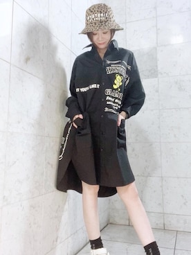 「ﾋﾞｯｸﾞｼﾙｴｯﾄ」｜「アイテム（シャツワンピース）」を使った、Hazukiさん（レディース・159cm）の春コーディネート
