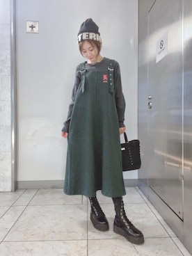 「ロンt」｜「アイテム（ワンピース/ドレス）」を使った、Hazukiさん（レディース・159cm）の秋コーディネート
