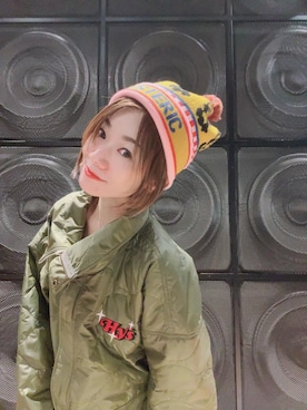 「でにむ」｜「アイテム（ニットキャップ/ビーニー）」を使った、Hazukiさん（レディース・159cm）の秋コーディネート