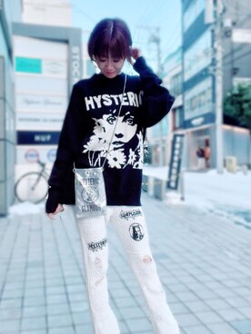 「アイテム（トートバッグ、シルバー系）」を使った、Hazukiさん（レディース・159cm）の冬コーディネート