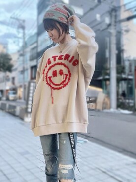 「でにむ」｜「アイテム（ニットキャップ/ビーニー）」を使った、Hazukiさん（レディース・159cm）の冬コーディネート