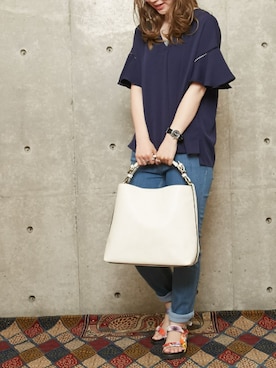 「フレアスリーブ」｜alcali/Soffitto EC担当さん（レディース・161cm）の春コーディネート