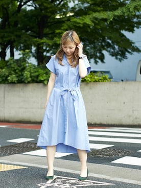 「アイテム（シャツワンピース）」を使った、alcali/Soffitto EC担当さん（レディース・161cm）の春コーディネート