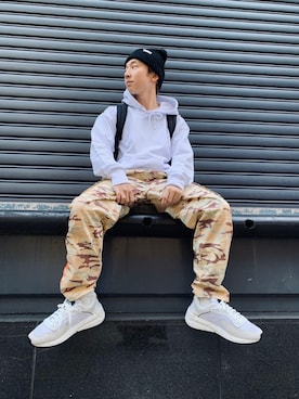 「DIESEL（ディーゼル）のアイテム（その他パンツ）」を使った、とーやさん（メンズ・161cm）の冬コーディネート