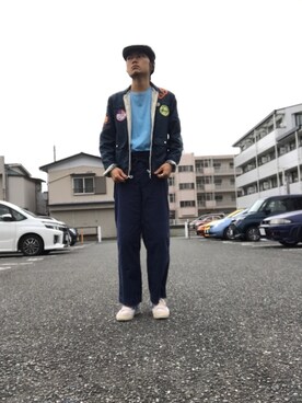 「ハンチング」｜「アイテム（ナイロンジャケット）」を使った、biriyさん（メンズ・173cm）の秋コーディネート