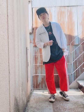 「RED KAP（レッドキャップ）のアイテム（ジャケット/アウター）」を使った、JUNYAさん（メンズ・167cm）の春コーディネート