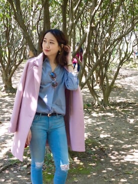 「花見」｜「アイテム（腕時計）」を使った、JunJunさん（レディース・163cm）の春コーディネート
