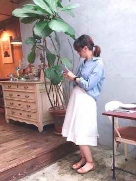 「Aラインスカート」｜「アイテム（アナログ腕時計）」を使った、JunJunさん（レディース・163cm）の春コーディネート