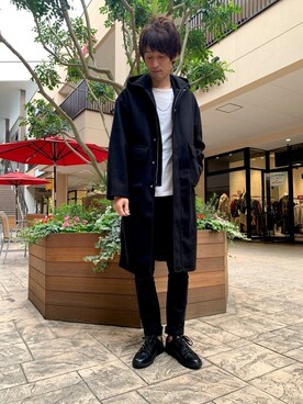 「フードコート」｜「アイテム（ダッフルコート）」を使った、★たか★さん（メンズ・178cm）の冬コーディネート