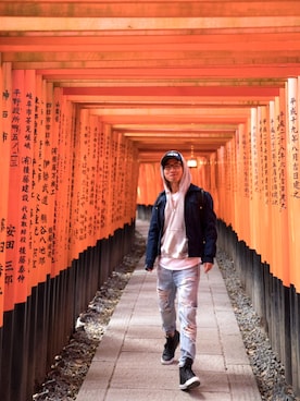 「travel」｜「アイテム（ライダースジャケット）」を使った、barryさん（メンズ・173cm）の夏コーディネート