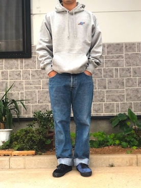 「VERSACE（ヴェルサーチ）のアイテム（パンツ）」を使った、木下啓太さん（メンズ・174cm）の冬コーディネート