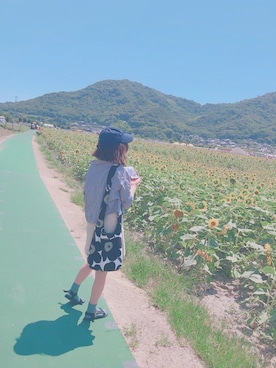 「ひまわり畑」｜「アイテム（その他）」を使った、n a  ⑅﻿さん（レディース・152cm）の夏コーディネート