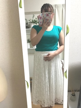「ぽっちゃり、夏」｜「アイテム（スカート）」を使った、リナさん（レディース・160cm）の夏コーディネート