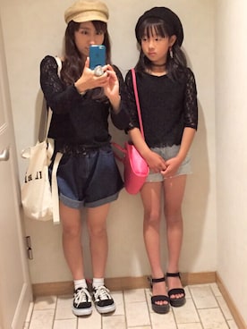 「ショーパン」｜「アイテム（ハンチング/ベレー帽）」を使った、erierieさん（レディース・153cm）の春コーディネート
