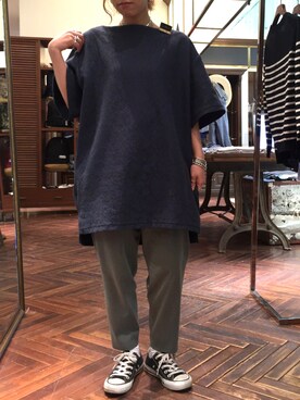 「PLUIE（プリュイ）のアイテム（ネックレス）」を使った、タニカワナオコさん（レディース・151cm）の春コーディネート