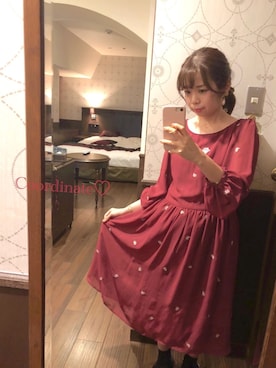 「バラ柄」｜「アイテム（ワンピース/ドレス）」を使った、namicyo さん（レディース・147cm）の秋コーディネート