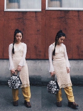 「アイテム（パンツ、イエロー系）」を使った、DEPT／mother／VTOPIAさん（レディース・150cm）の夏コーディネート