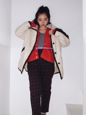 「アイテム（カーディガン/ボレロ、オレンジ系）」を使った、DEPT／mother／VTOPIAさん（レディース・150cm）の秋コーディネート