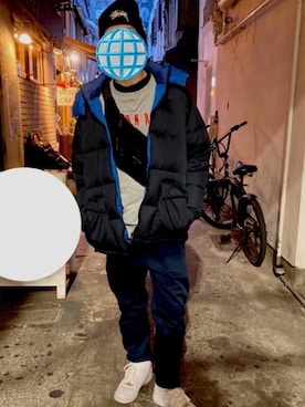 「ニット帽コーデ」｜「アイテム（ダウンジャケット/コート）」を使った、283さん（メンズ・169cm）の冬コーディネート