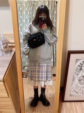 「oversize」｜「アイテム（その他トップス）」を使った、Rongさん（レディース・148cm）の冬コーディネート