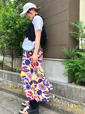 「ネコ」｜「アイテム（キャミソール）」を使った、なお奈穂さん（レディース・157cm）の夏コーディネート