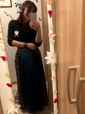 「ロンクスカート」｜「アイテム（腕時計）」を使った、なお奈穂さん（レディース・157cm）の秋コーディネート