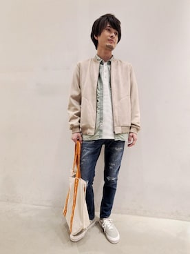 「BAYFLOW（ベイフロー）のアイテム（ブルゾン）」を使った、gucchiiiさん（メンズ・178cm）の冬コーディネート