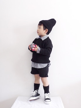 「アイテム（スウェット）」を使った、Elevenさん（キッズ・90cm）の春コーディネート