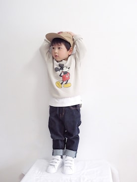 「アイテム（スウェット）」を使った、Elevenさん（キッズ・90cm）の春コーディネート