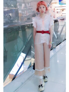 「BellyButton（ベリーボタン）のアイテム」を使った、bibiさん（レディース・156cm）の夏コーディネート
