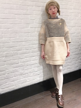 「二ットワンピース」｜bibiさん（レディース・156cm）の冬コーディネート