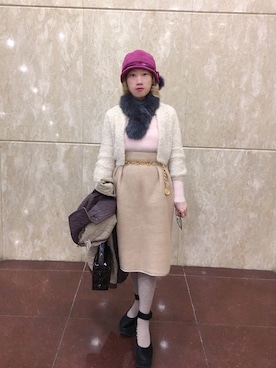 「BellyButton（ベリーボタン）のアイテム」を使った、bibiさん（レディース・156cm）の冬コーディネート