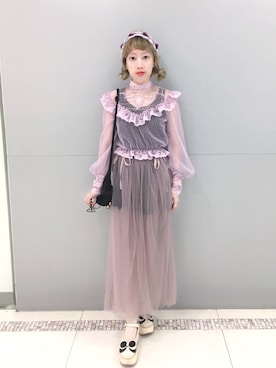 「BellyButton（ベリーボタン）のアイテム」を使った、bibiさん（レディース・156cm）の春コーディネート