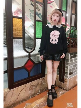 「WC（ダブル シー）のアイテム（ニット/セーター）」を使った、bibiさん（レディース・156cm）の秋コーディネート