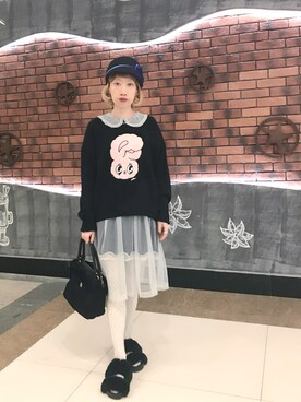 「WC（ダブル シー）のアイテム（ニット/セーター）」を使った、bibiさん（レディース・156cm）の秋コーディネート