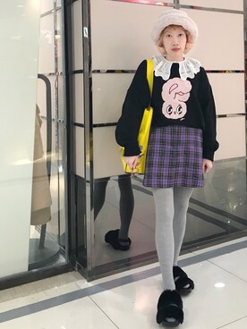 「WC（ダブル シー）のアイテム（ニット/セーター）」を使った、bibiさん（レディース・156cm）の冬コーディネート
