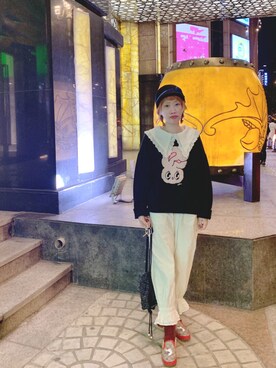 「WC（ダブル シー）のアイテム（ニット/セーター）」を使った、bibiさん（レディース・156cm）の冬コーディネート